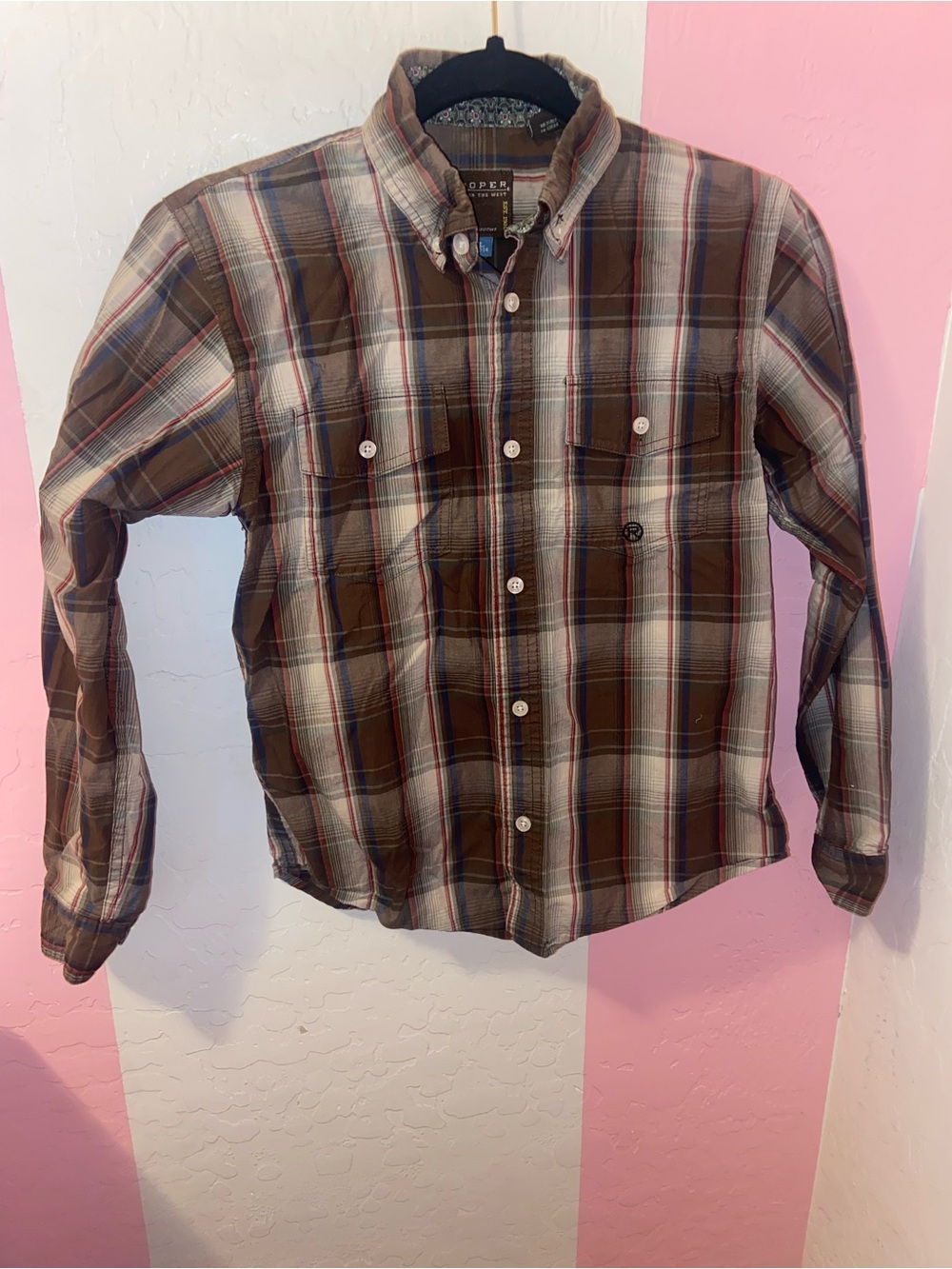 Kids  Brown Plaid Button-Down Shirt - Roper